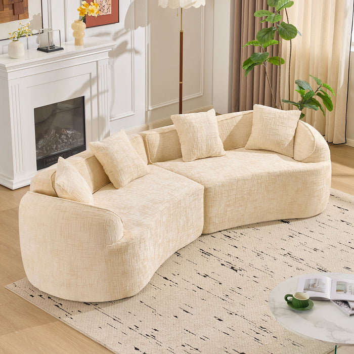 Curved Compressed Sofa, Nordic-Style Design For Living Room