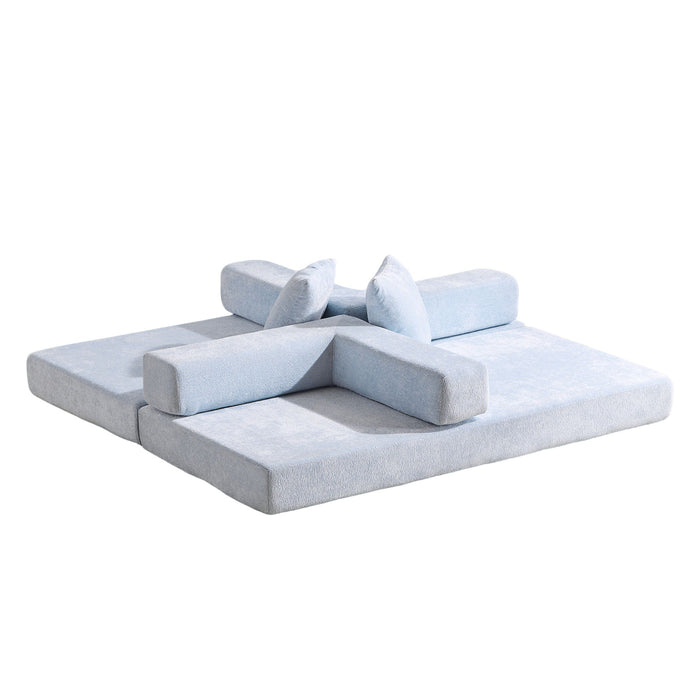 Convertible Floor Sofa Bed With Pillow Back Support Armrest
