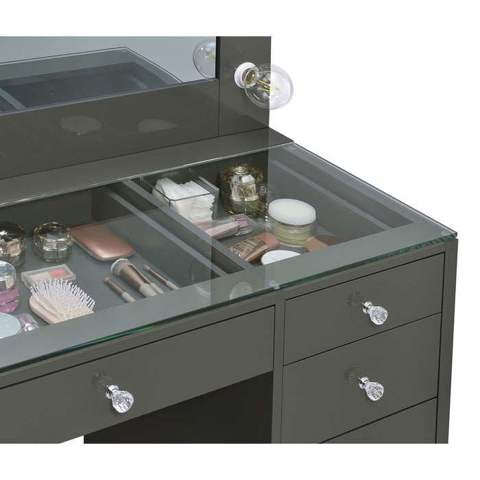 Fern - 7 Drawer Vanity Set With Mirror And Globe Lights