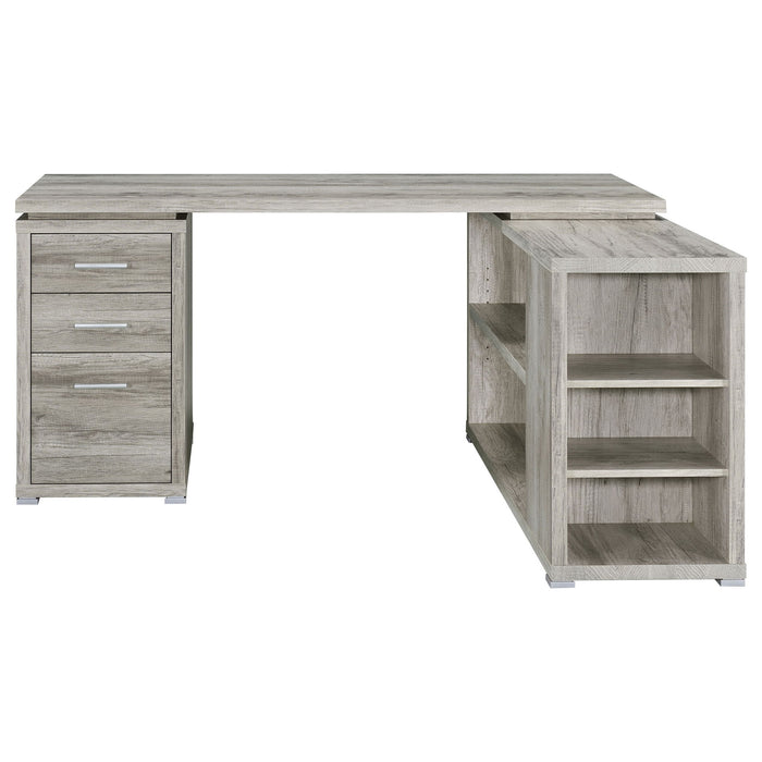 Transitional L Shape Computer Desk With Multiple Storage And Built In File Cabinet