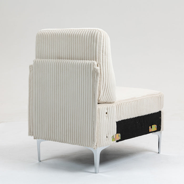 Single Couch Modular Armless Accent Chair With Back Cushion