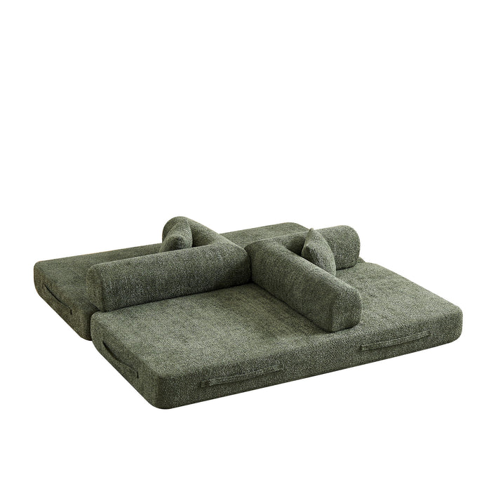 Convertible Sleeper Sofa Bed With Cylindrical Pillow
