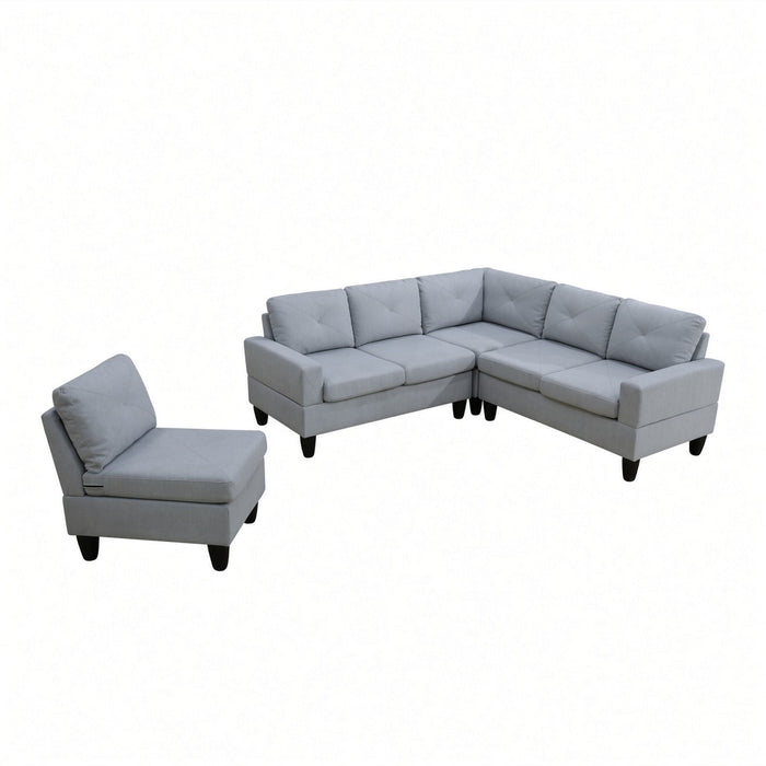 Modular L - Shaped Sectional Sofa 6 Seater 4 Piece Couch With Chaise