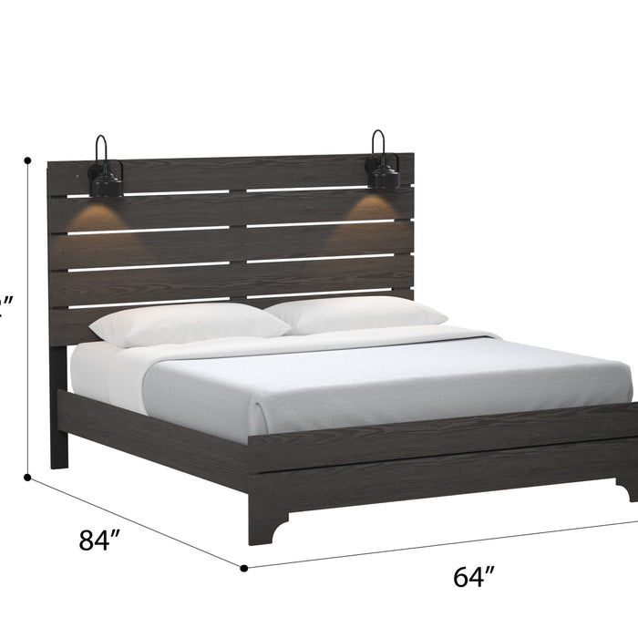 Thompson - Queen Bed - Stone Brown