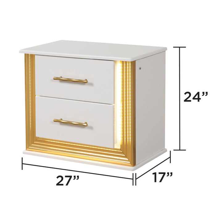 Obsession - 2 Drawer LED Nightstand - White