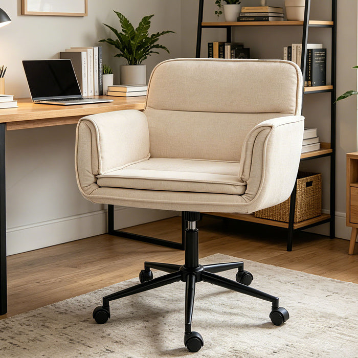 Criss Cross Swivel Desk Chair With Adjustable Armrests & Wheels For Home Office
