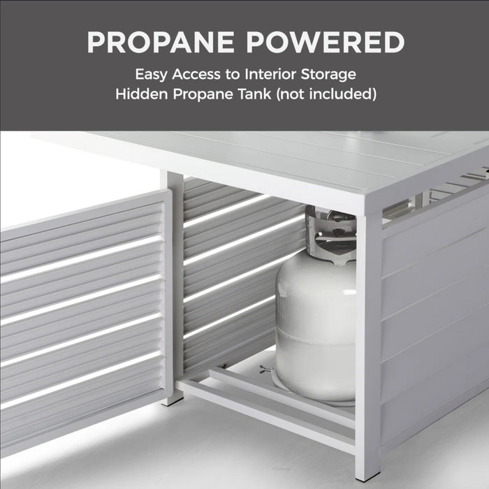 Rectangular Propane Fire Pit Table With Burner, Lava Rock, Waterproof Cover