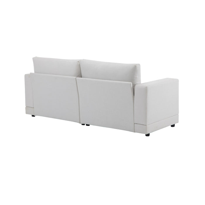 Modern Square Arm Sofa With Soft Fabric Upholstery, Deep Cushions