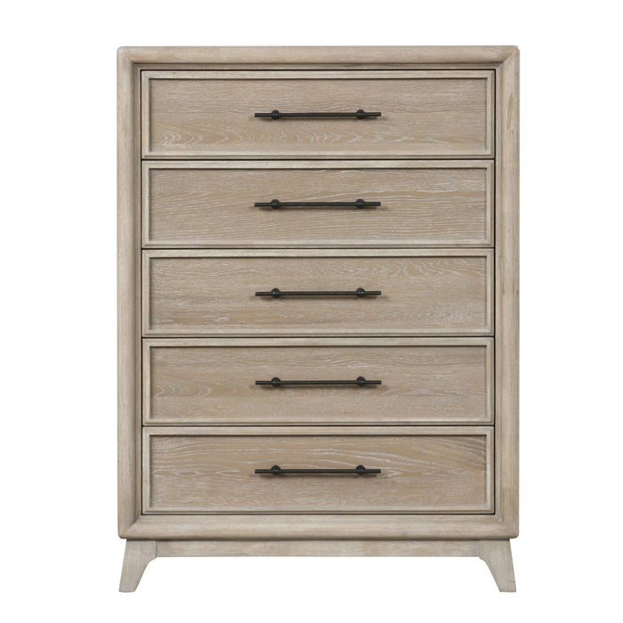 1 Piece Chest With Handles, Angled Legs, Ball Bearing Glides - Oak