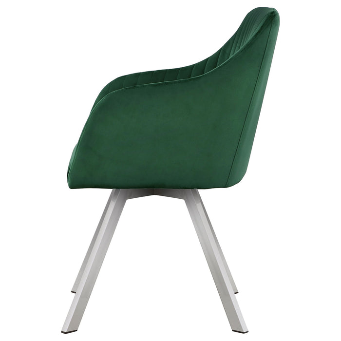 Tufted Swivel Dining Chair With Slim Sloped Arms - Green