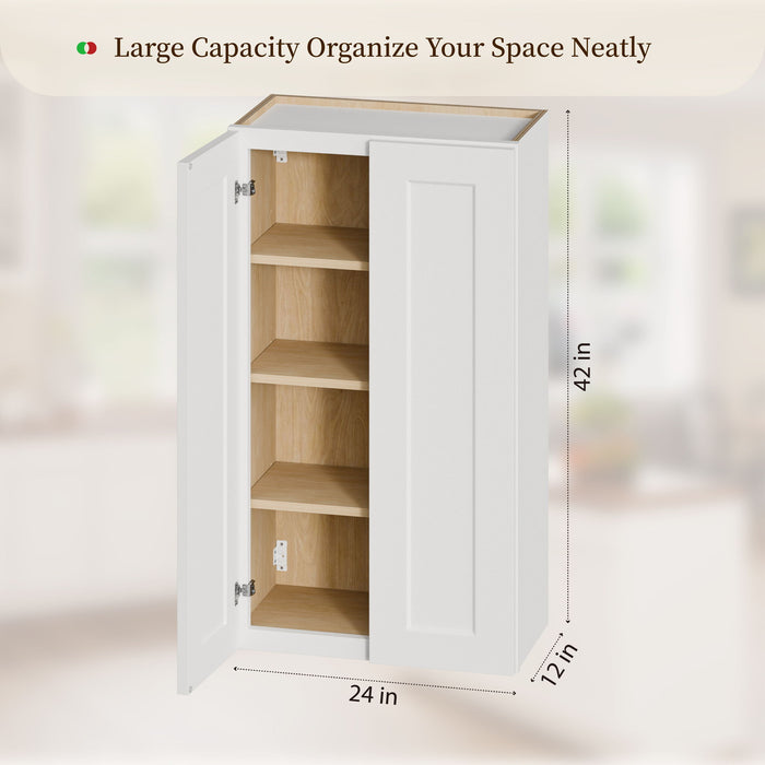 Shaker Wall Cabinet With Soft-Close Doors, Adjustable Shelves