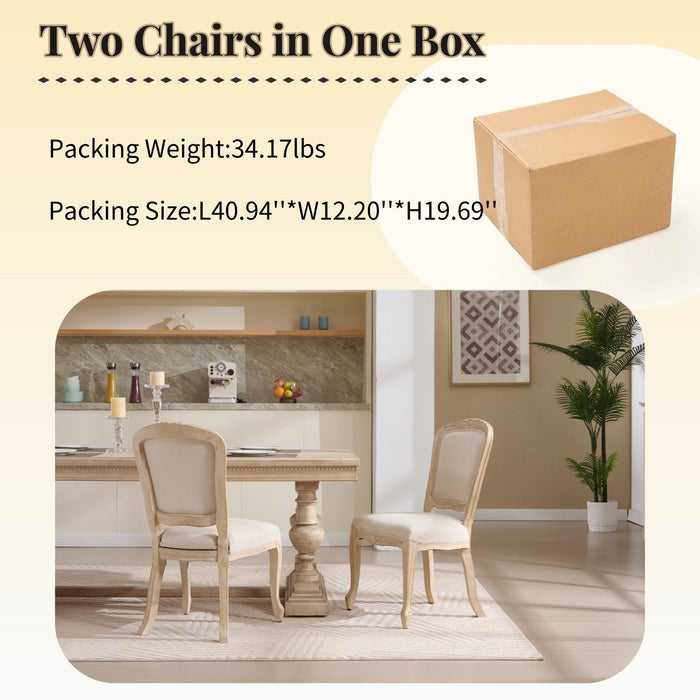 Dining Chairs Upholstered With Fan Shaped Back (Set of 2) - Beige