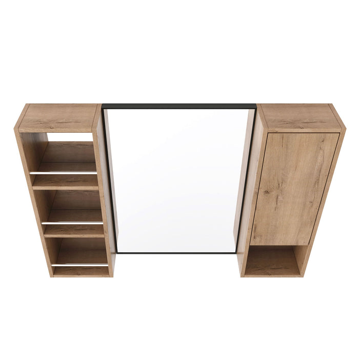 39.4" Wall Mounted Bathroom Cabinet With Storage And - Imitative Oak