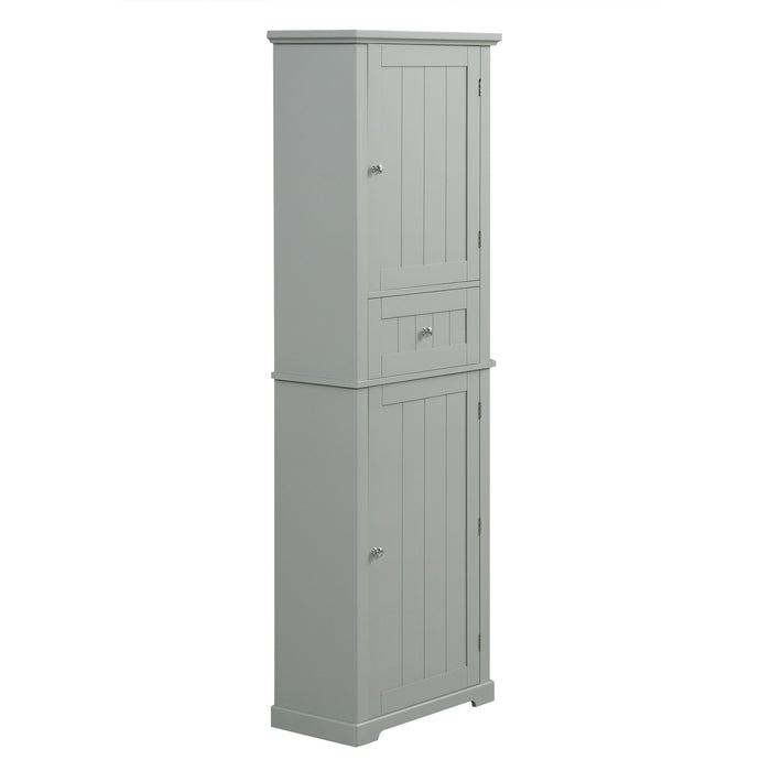 Tall Freestanding Bathroom Storage Cabinet With Drawer And Adjustable Shelf