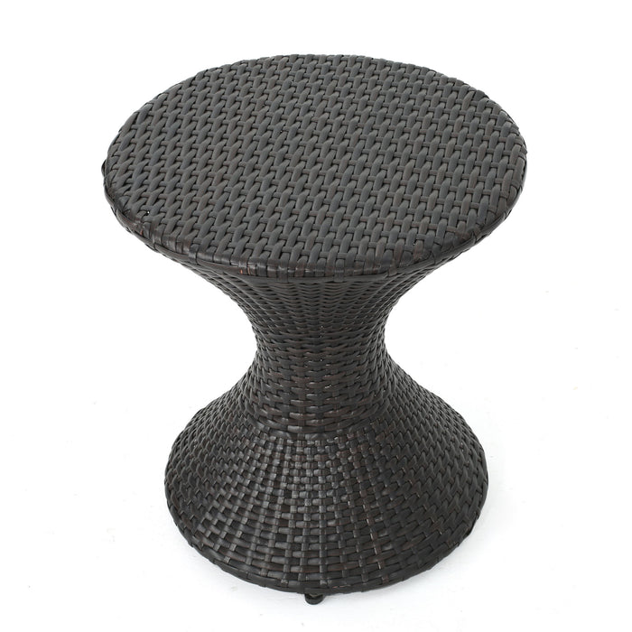 Highest Quality Wicker Hourglass Shaped Side Table - Brown Multi