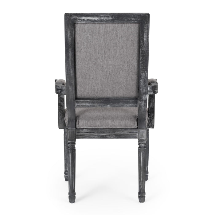 French Country Style Upholstered Dining Chair With Square Backrest