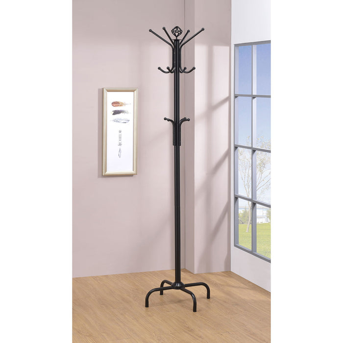 Coat Rack With 3 Tier Hooks For Entryway - Black