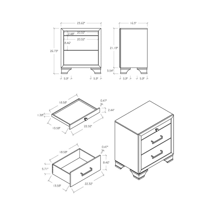 Civic - 5 Piece Storage Bedroom Set With Bookcase Headboard