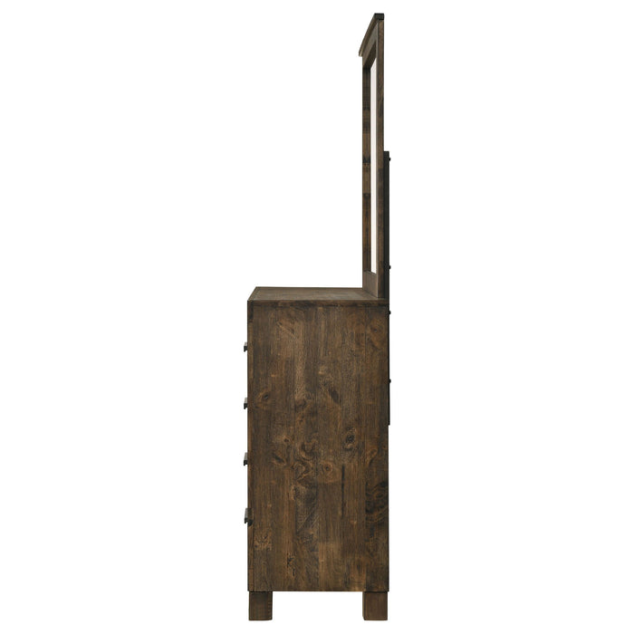 Bren - 8 Drawer Dresser With Mirror - Rustic Brown