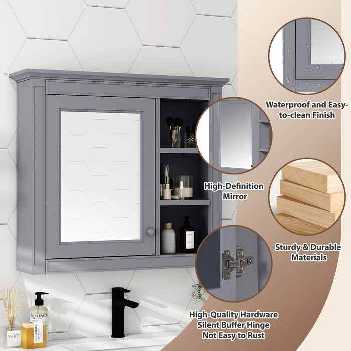 Wall Mounted Medicine Cabinet With Mirror And 3 Open Shelves