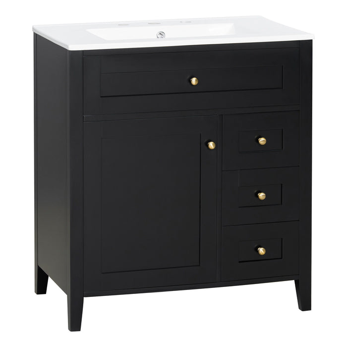 Bathroom Vanity With Sink, 3 Drawers And Adjustable Shelf