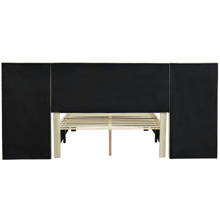 Upholstered Platform Bed With Big Headboard