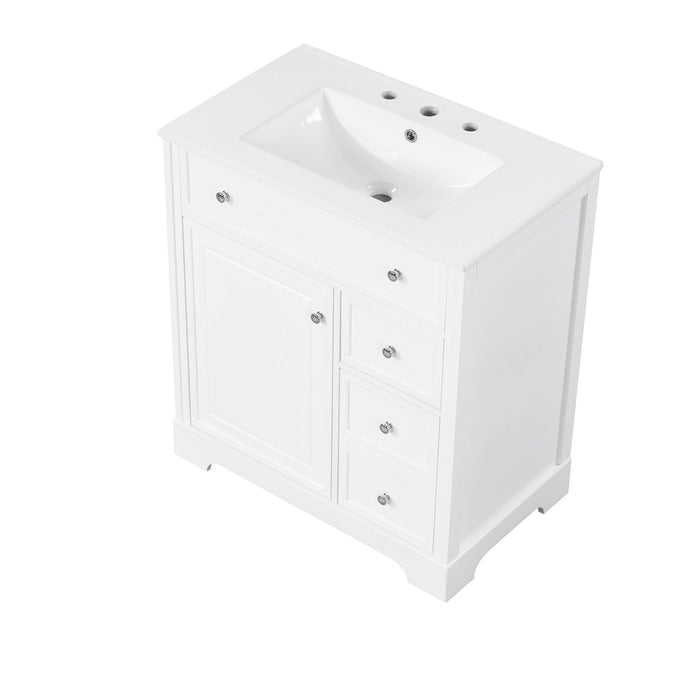 Bathroom Vanity With Sink Top, Cabinet With Door And 2 Drawers - White