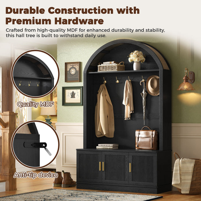 Arched Top Hall Tree With 5 Hooks