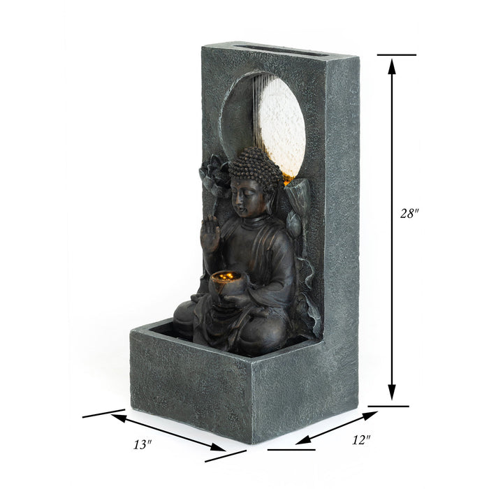 Zen - Outdoor Buddha Waterfall Fountain - Black