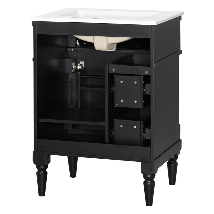 Freestanding Bathroom Vanity With Sink, Adjustable Shelf & Flip Drawer
