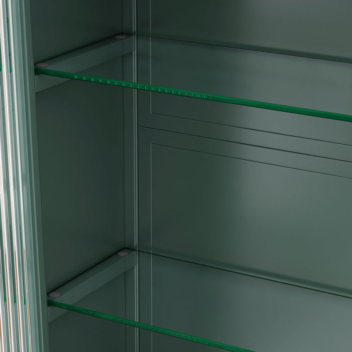 Arched Wall Mounted Cabinet, 3 Door Storage For Kitchen - Dark Green