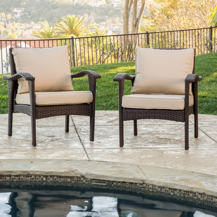 Honolulu - Club Chair (Set of 2) With Weather Resistant Wicker And Cushions - Brown / Tan