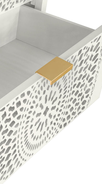 3 Drawer Cabinet With Hollow Carved 3 Drawer Dresser Storage Chest With Metal Handles For Entryway Living Room Bedroom - Beige