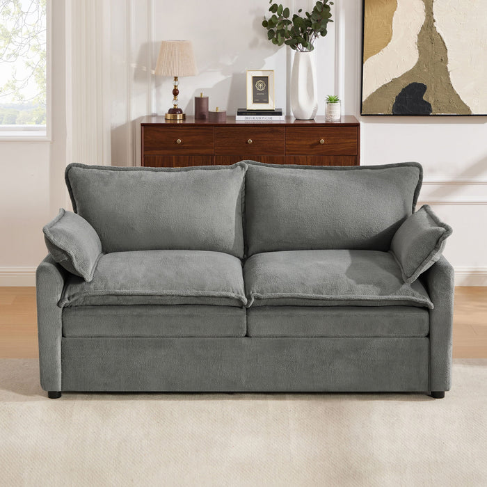Modern Loveseat Sofa, Upholstered Couch With Side Storage Pockets