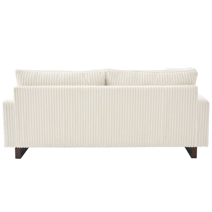 Modern Corduroy Loveseat Sofa With 4 Pillows