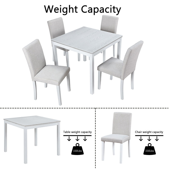Dining Table Set With Crystal Decoration And Upholstered Chairs