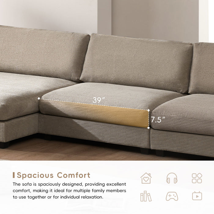Oversized Sectional L Shaped Cloud Couch With USB Charging Port Cup Holder Deep And Wide Seat Sofa With Chaise Comfy