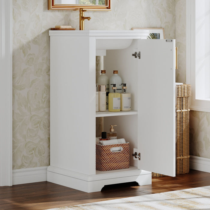 Bathroom Vanity With Sink, Soft Close Door, Adjustable Shelf, Freestanding Single Unit - White