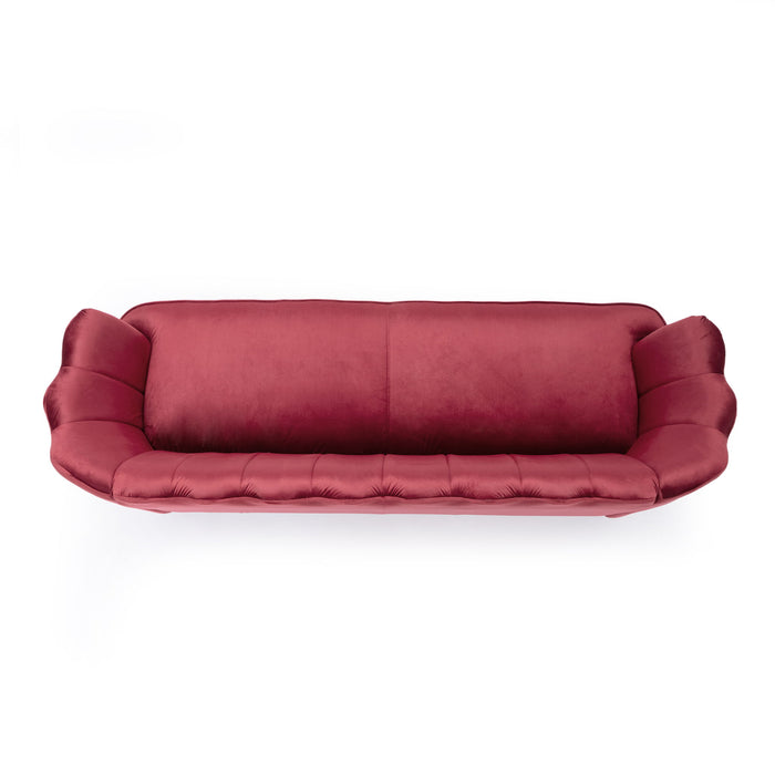 Modern Glam 3 Seater Sofa With Velvet Texture