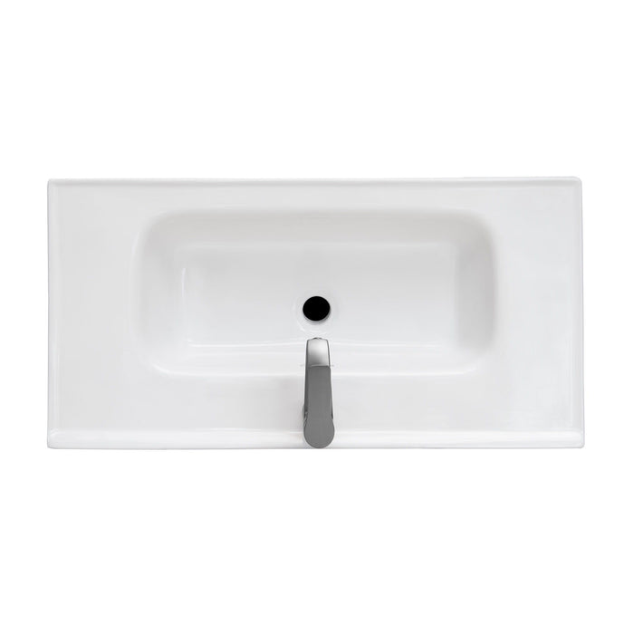 Modern Freestanding Bathroom Vanity With Ceramic Sink, Hot And Cold Faucet, Storage Cabinet & Open Shelf