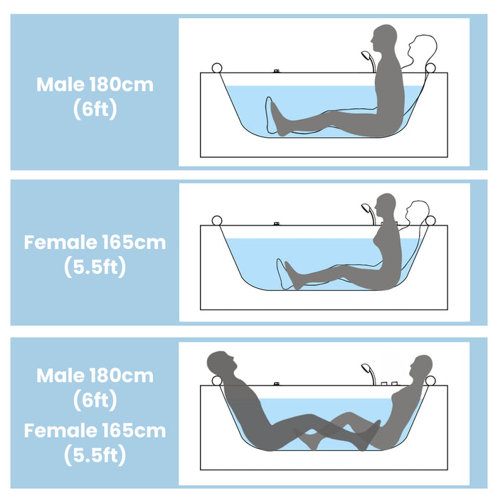 Korra - 2 Person Acrylic Corner Whirlpool Bathtub With Hydro Massage, Rainbow Light, Heater - Milk White