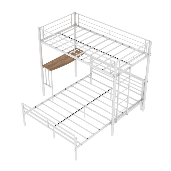 Bunk Bed With Built In Desk & Guardrail Frame