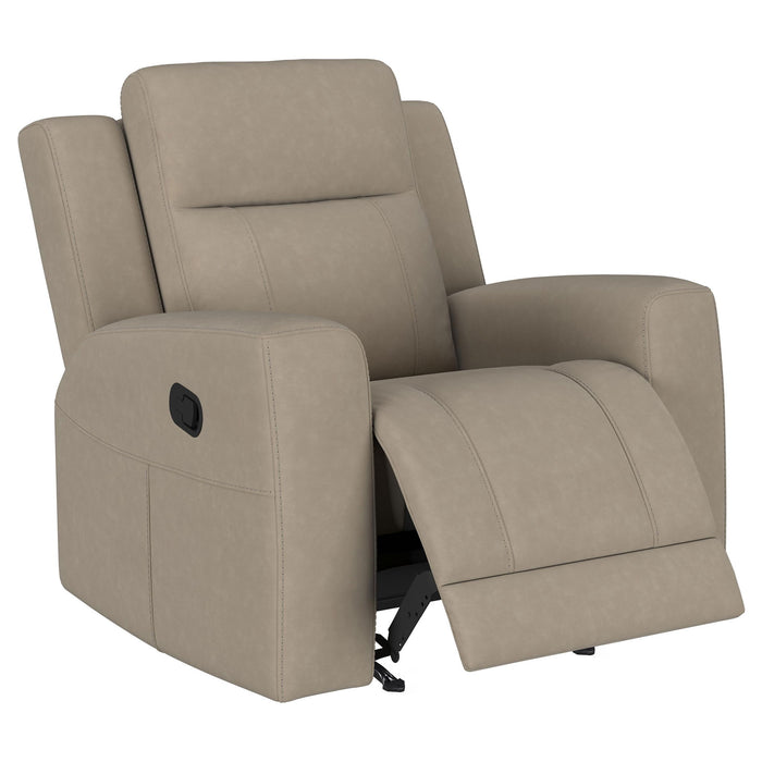 Slater - 3 Piece Upholstered Reclining Sofa Set And Built In Storage - Taupe