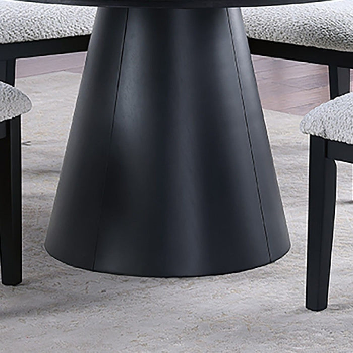 Round Dining Table With Cone Shaped Base - Black
