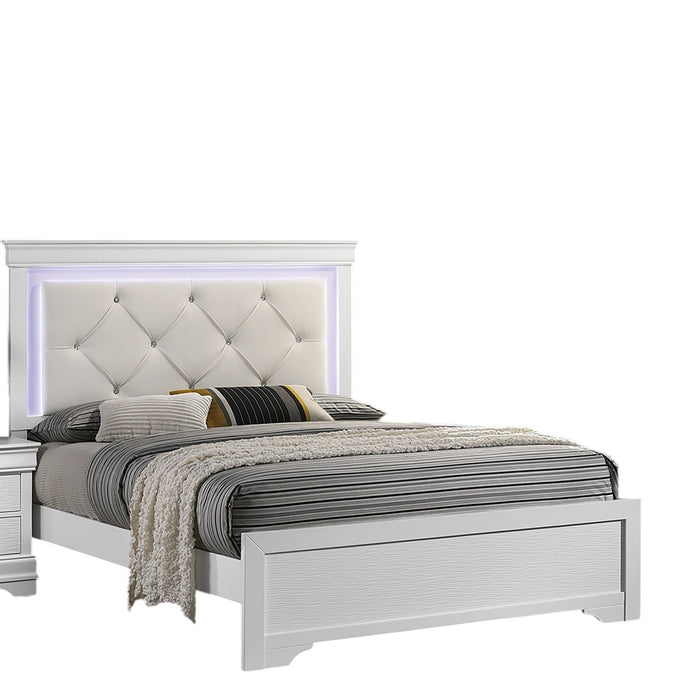Tufted Headboard Bed With LED Lighting