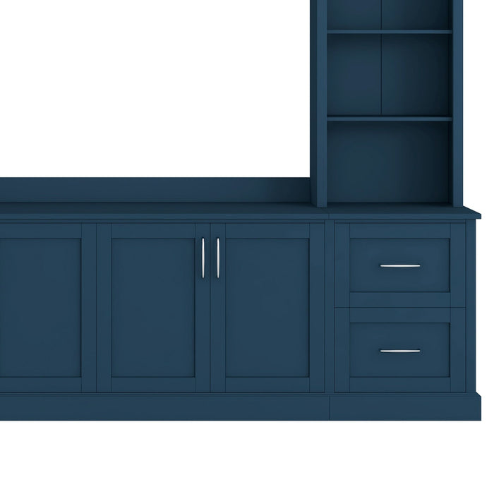 Arched Entertainment Center Wall Unit With Drawers, TV Stand