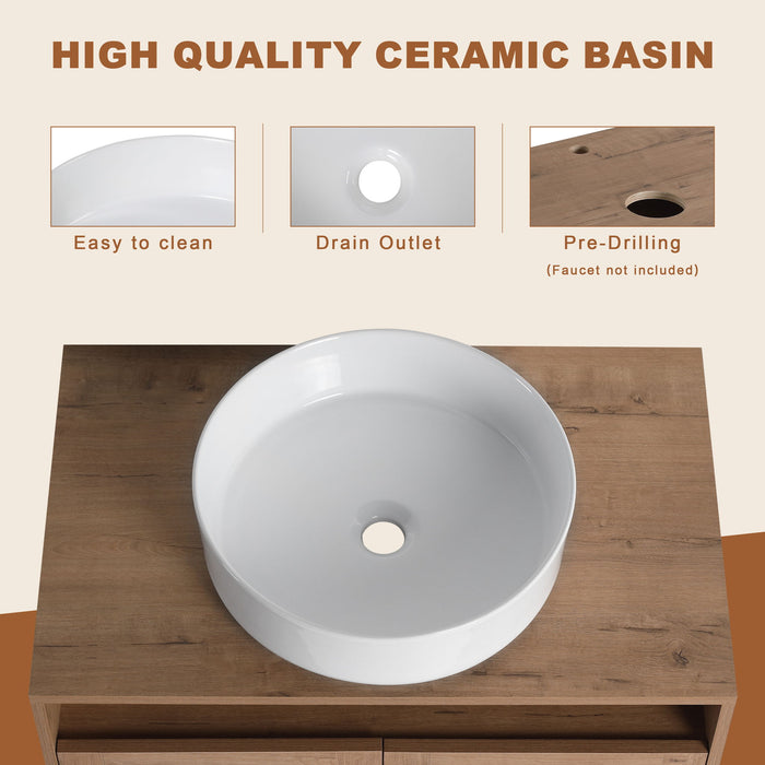 Bathroom Vanity With Art Sink And Side Cabinet, Float Mounting Design