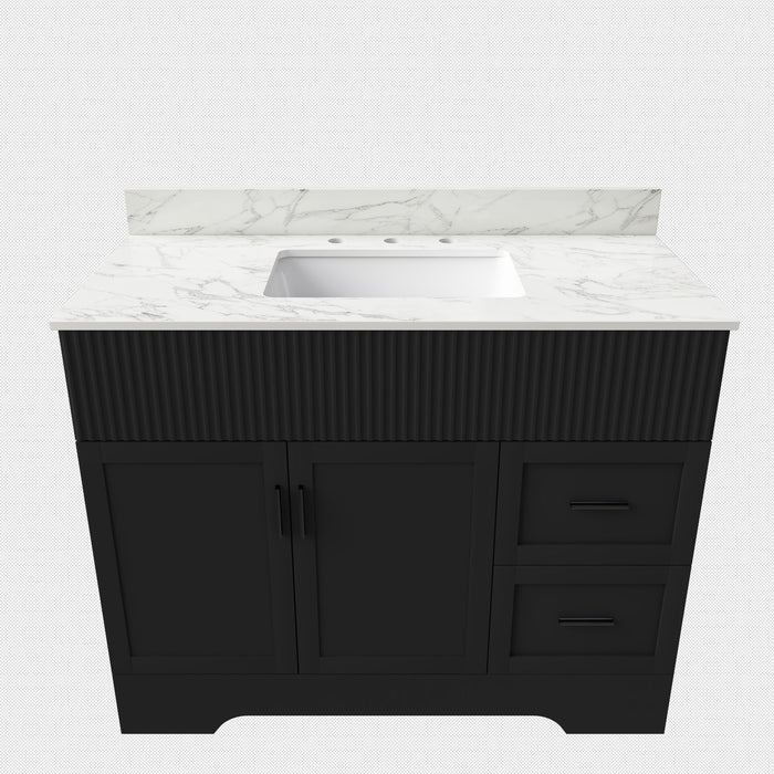 Bathroom Vanity Set, Soft Close Doors & Drawers, 3 Faucet Holes, Sink Included - Black
