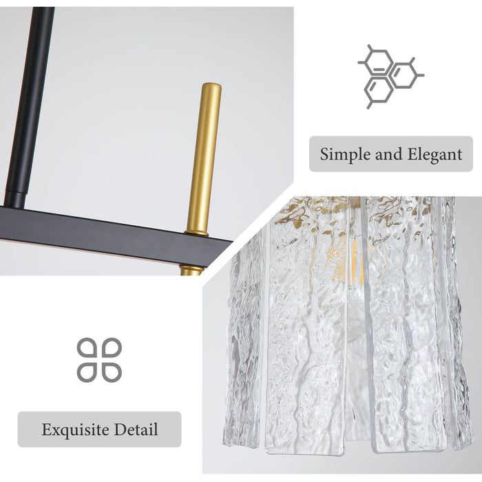 Chandelier 5 Light, Fixture Over Table - Black / Gold