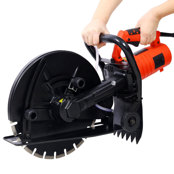 Electric 14" Cut Off Saw With Wet / Dry Functionality And Water Line Attachment Metal, 30" Length - Black